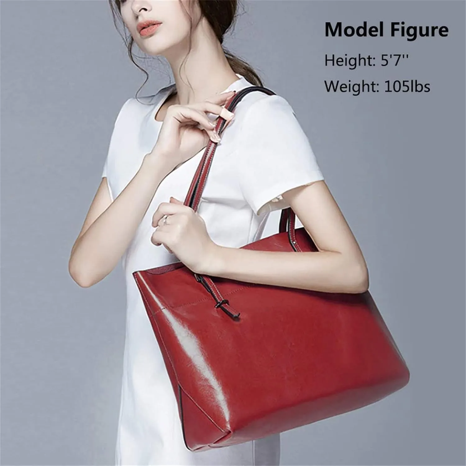 S-ZONE Women Vintage Genuine Leather Tote Shoulder Bag Handbag Upgraded Version Medium