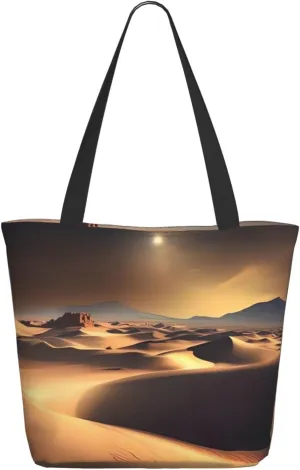 Sahara Desert Tote Bag for Women Large Shoulder Bag with Zipper Travel Handbag with Pockets Reusable Shopping Bag Casual Aesthetic Beach Bags