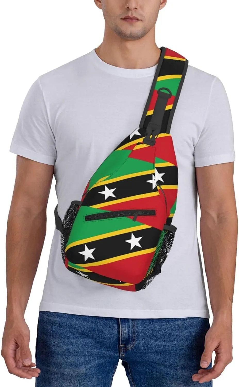 Saint Kitts And Nevis Flag Chest Sling Bag Crossbody Shoulder Backpack Bag Gym Cycling Daypack Travel Hiking Cross Bag