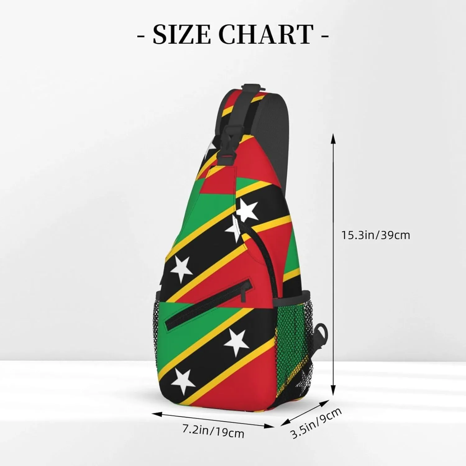 Saint Kitts And Nevis Flag Chest Sling Bag Crossbody Shoulder Backpack Bag Gym Cycling Daypack Travel Hiking Cross Bag