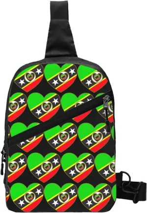 Saint Kitts Nevis Flag Crossbody Bag Portable Sling Bags Foldable Chest Daypack Reusable Sports Shoulder Backpack Diagonally Casual Rucksack Travel Bag