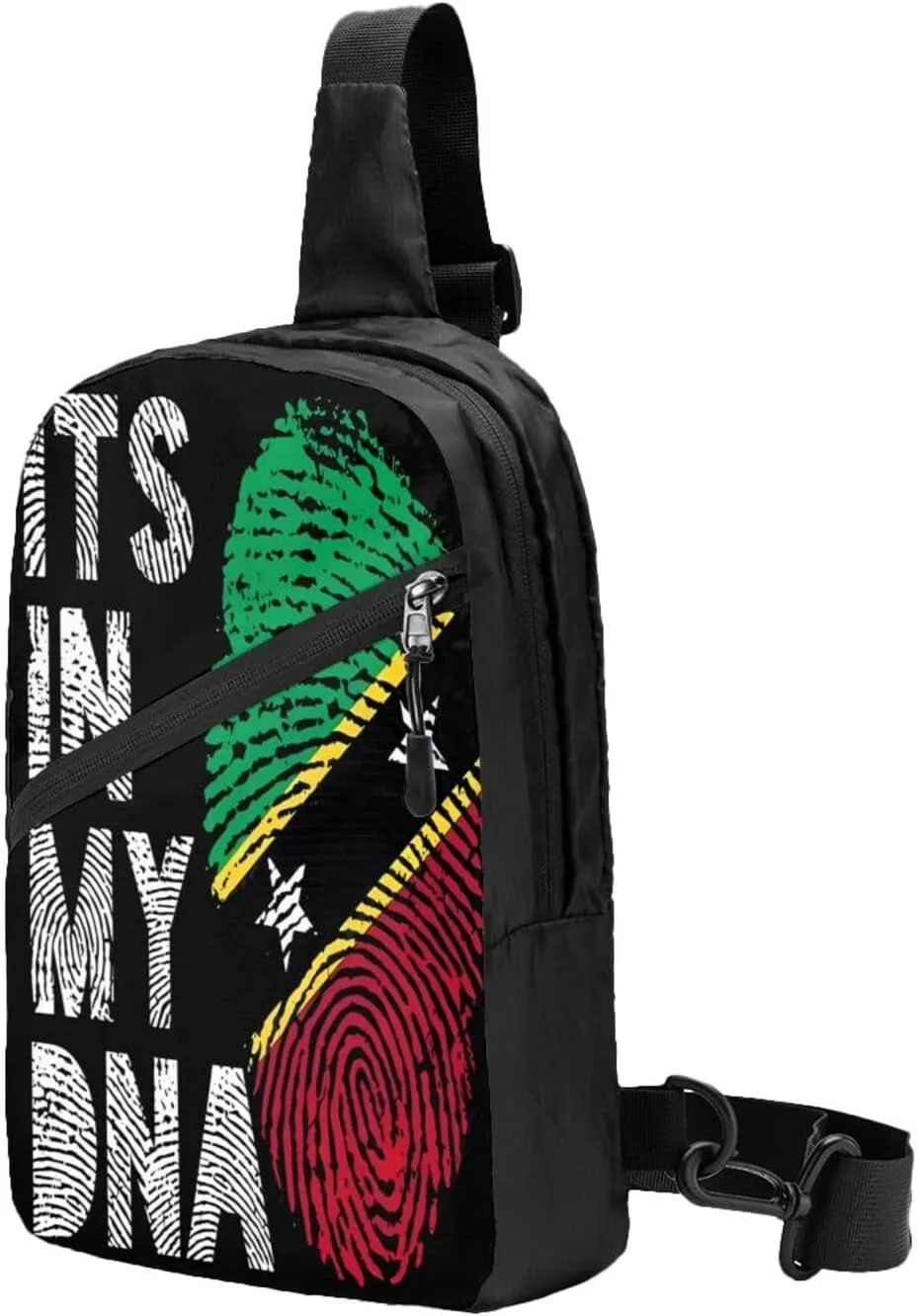 Saint Kitts Nevis Roots Flag Fingers Crossbody Bag Portable Sling Bags Foldable Chest Daypack Reusable Sports Shoulder Backpack Diagonally Casual Rucksack Travel Bag