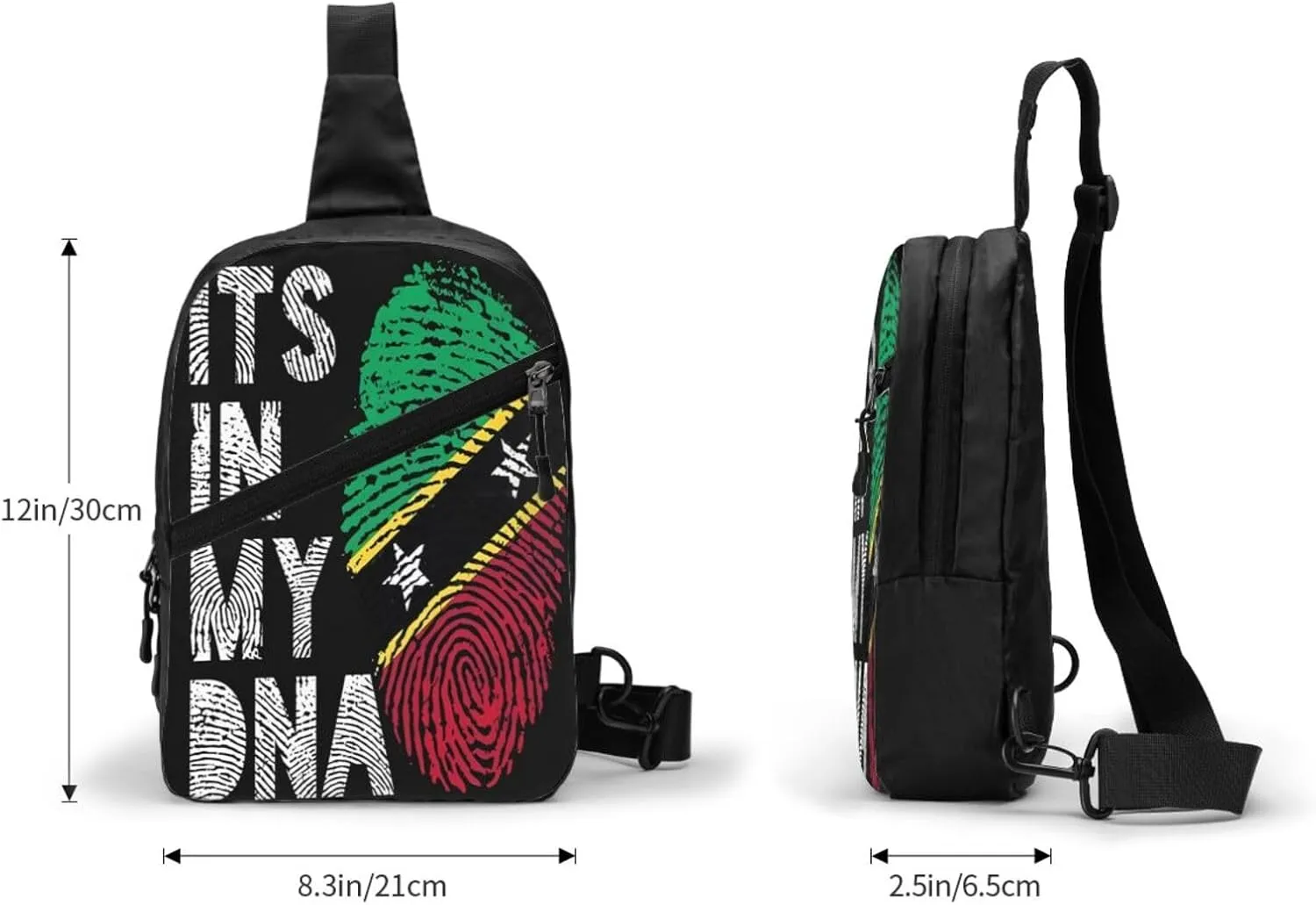 Saint Kitts Nevis Roots Flag Fingers Crossbody Bag Portable Sling Bags Foldable Chest Daypack Reusable Sports Shoulder Backpack Diagonally Casual Rucksack Travel Bag