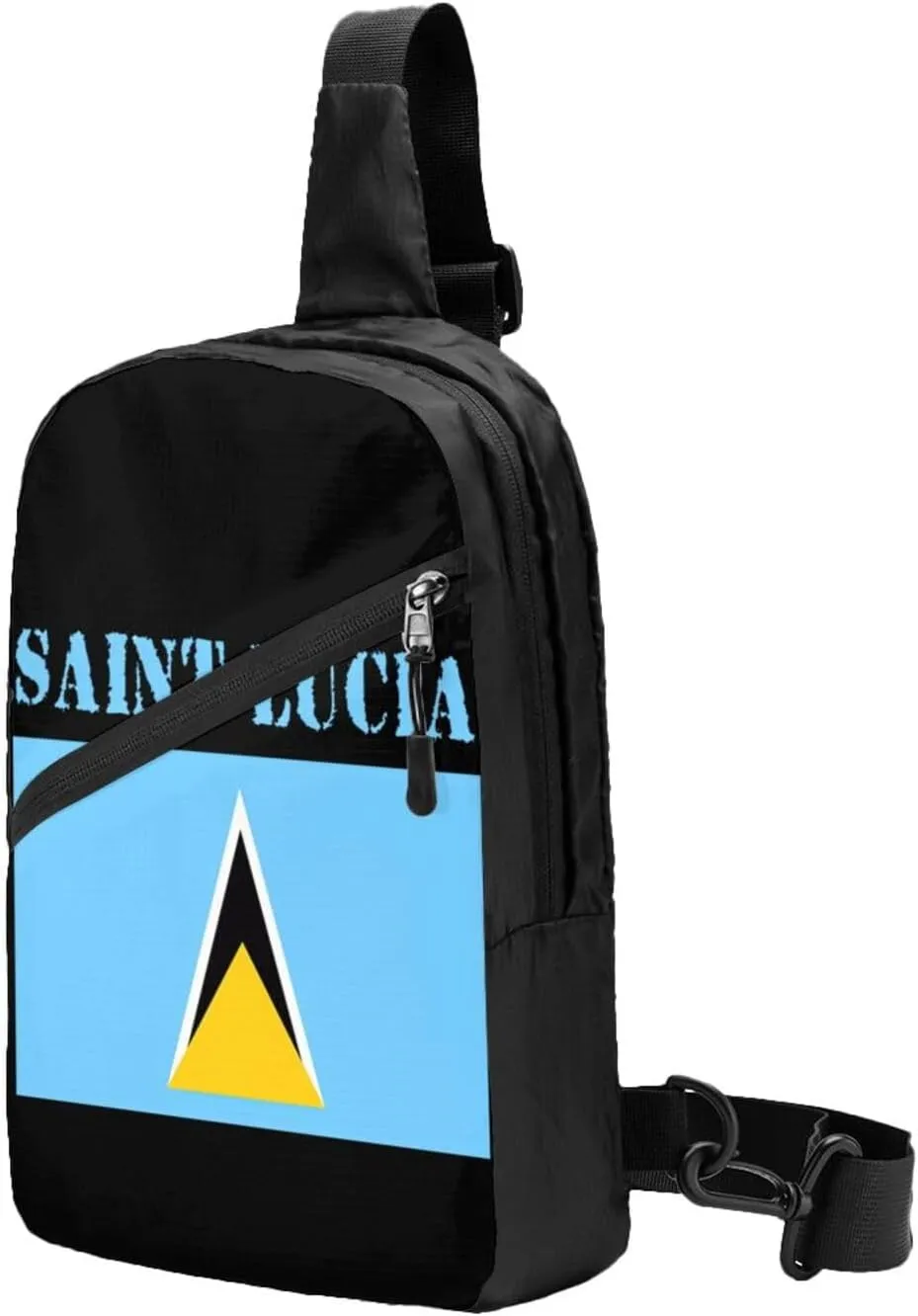 Saint Lucian Lucia Flag Crossbody Bag Portable Sling Bags Foldable Chest Daypack Reusable Sports Shoulder Backpack Diagonally Casual Rucksack Travel Bag