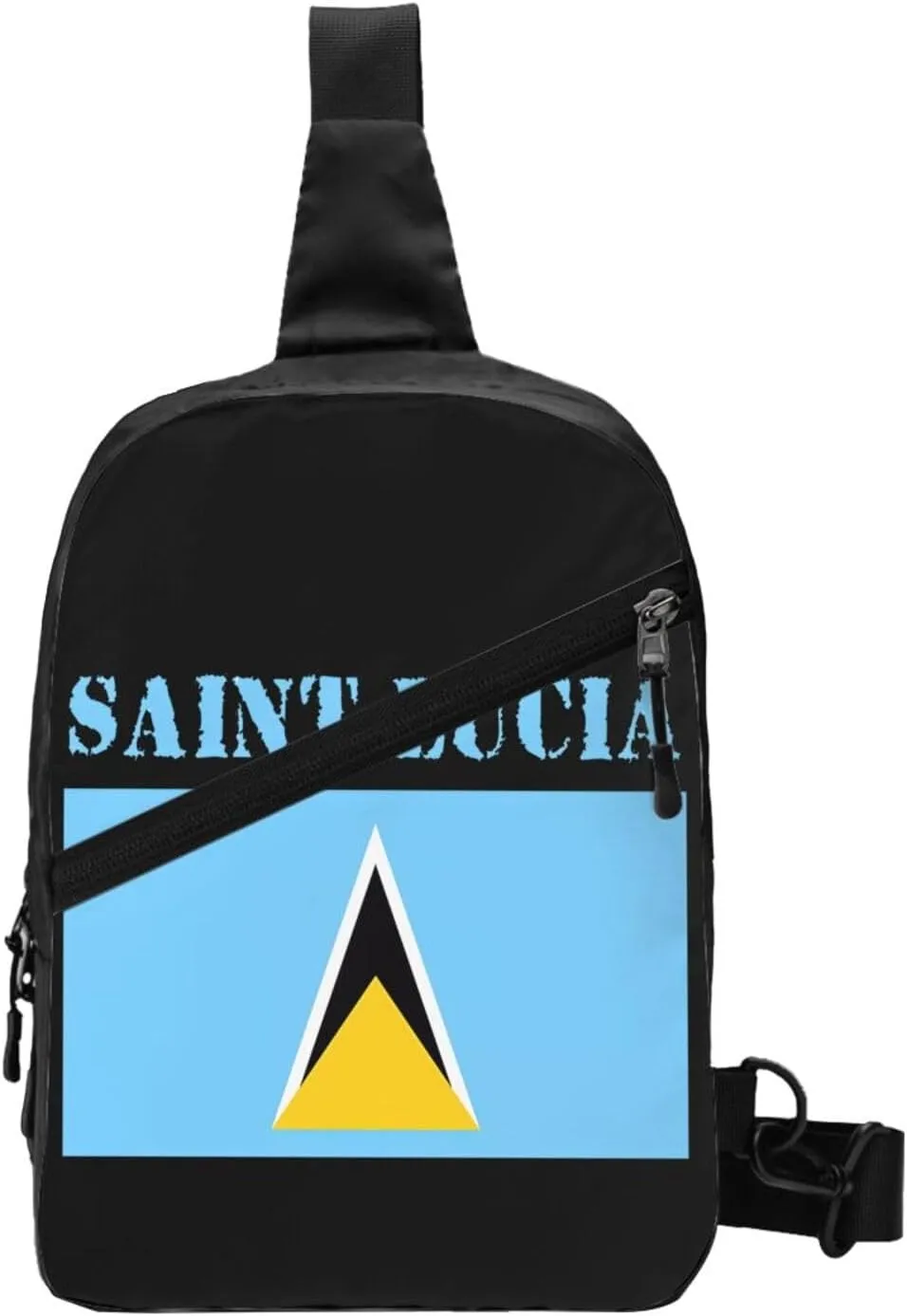 Saint Lucian Lucia Flag Crossbody Bag Portable Sling Bags Foldable Chest Daypack Reusable Sports Shoulder Backpack Diagonally Casual Rucksack Travel Bag