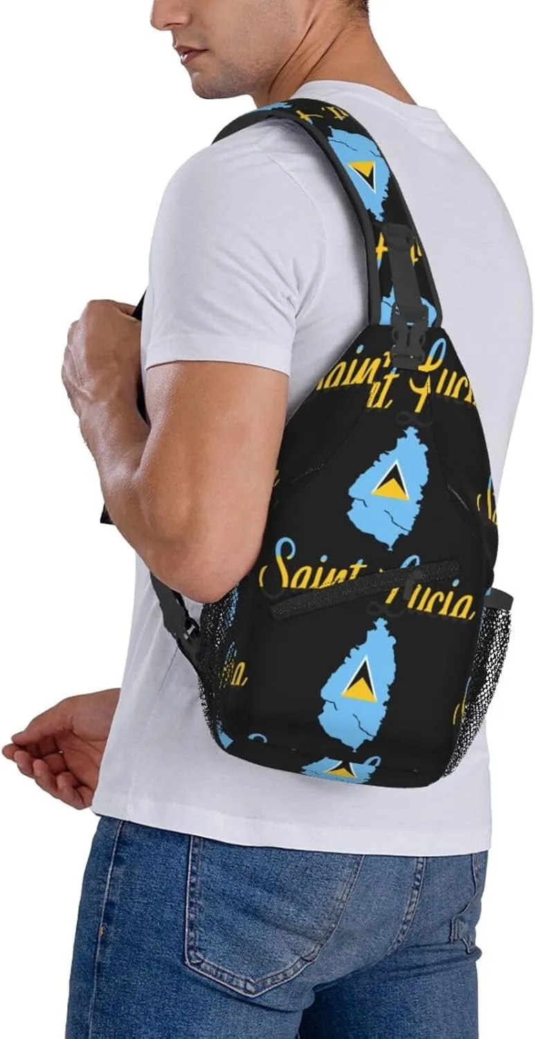 Saint Lucian Lucia Island Caribbean Chest Sling Bag Crossbody Shoulder Backpack Bag Gym Cycling Travel Hiking Daypack Cross Bag