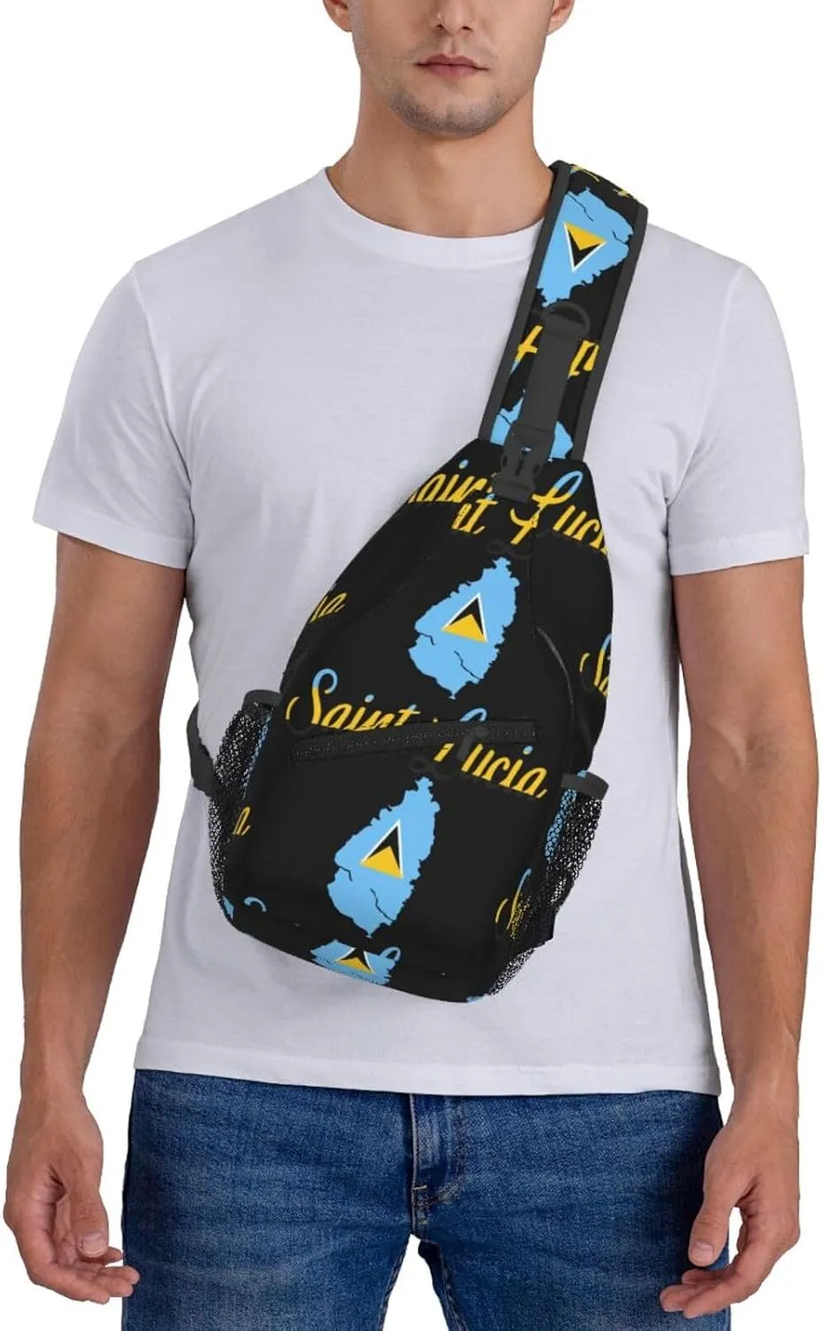 Saint Lucian Lucia Island Caribbean Chest Sling Bag Crossbody Shoulder Backpack Bag Gym Cycling Travel Hiking Daypack Cross Bag