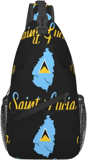 Saint Lucian Lucia Island Caribbean Chest Sling Bag Crossbody Shoulder Backpack Bag Gym Cycling Travel Hiking Daypack Cross Bag