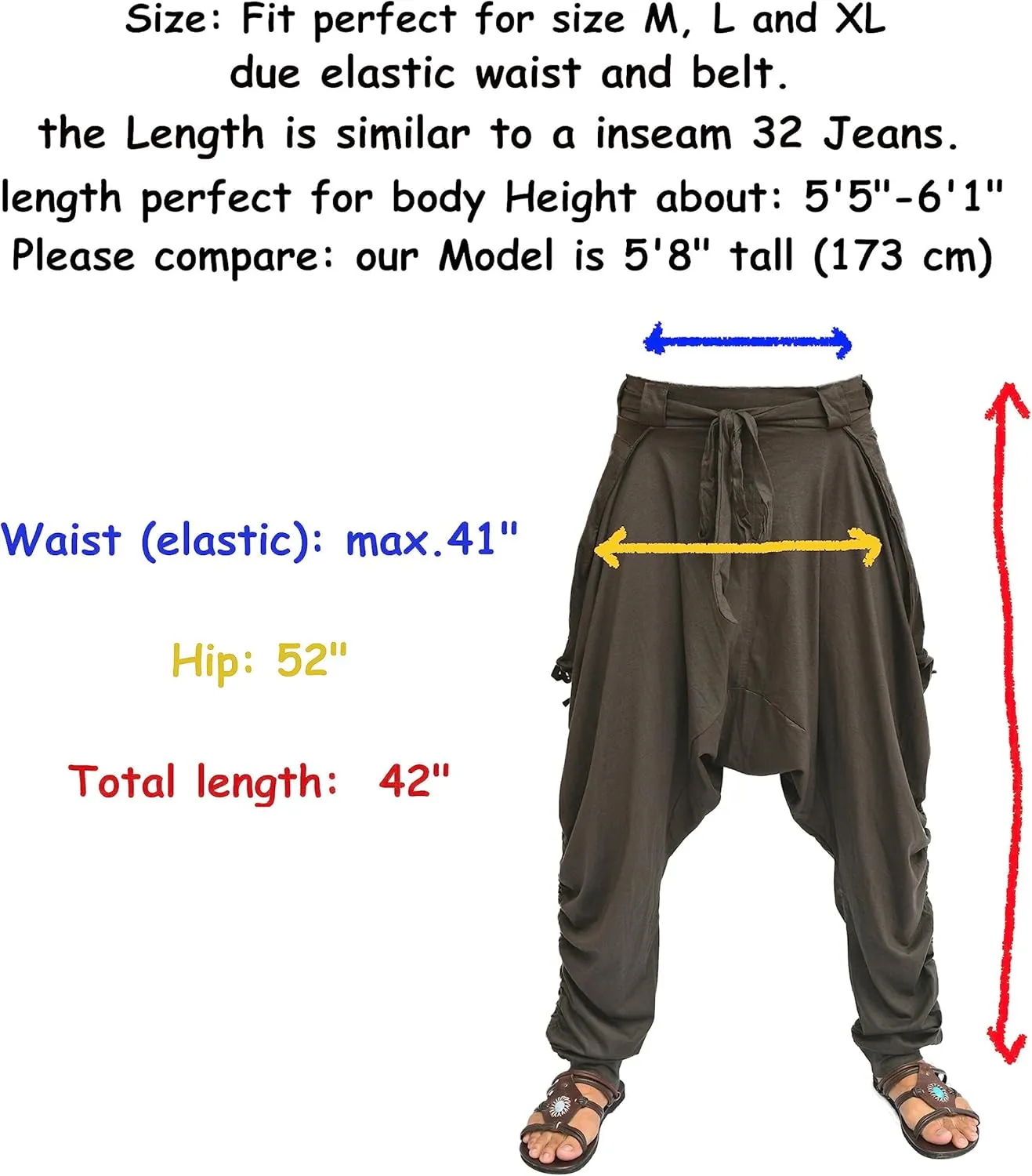 Sakoonee Women Men Baggy Harem Pants Lounge Trousers Palazzo Dhoti Style 2 Pockets Cotton