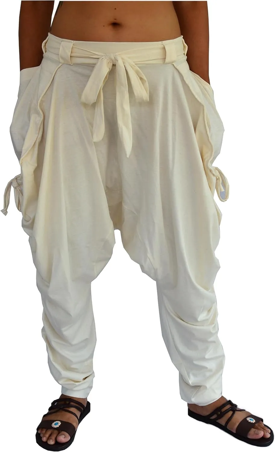 Sakoonee Women Men Baggy Harem Pants Lounge Trousers Palazzo Dhoti Style 2 Pockets Cotton