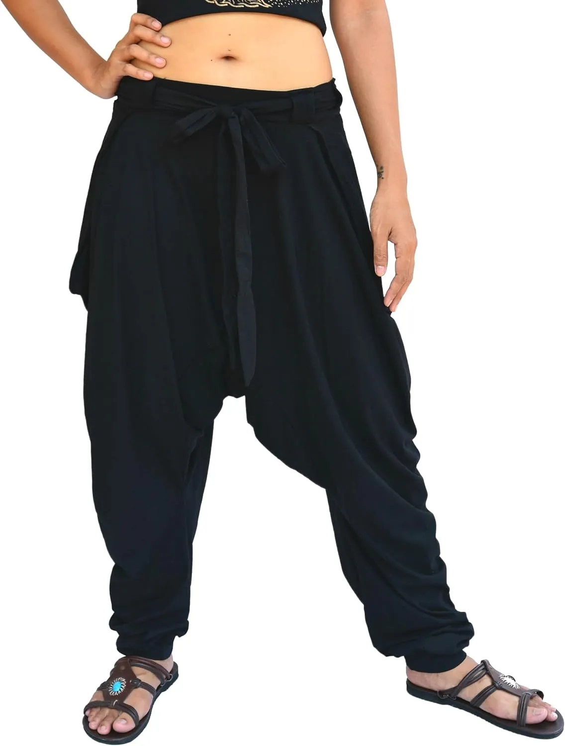 Sakoonee Women Men Baggy Harem Pants Lounge Trousers Palazzo Dhoti Style 2 Pockets Cotton