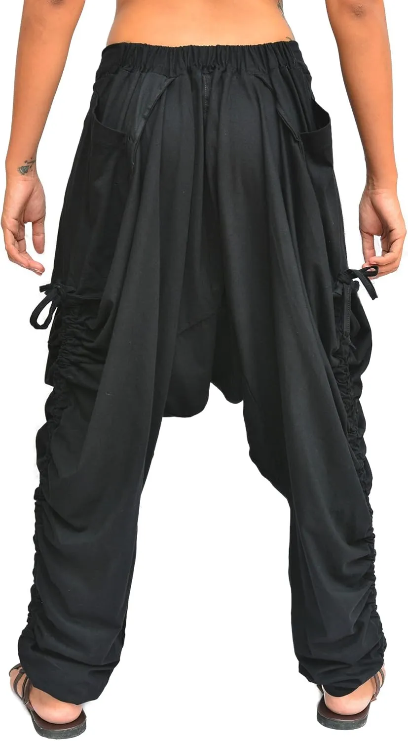 Sakoonee Women Men Baggy Harem Pants Lounge Trousers Palazzo Dhoti Style 2 Pockets Cotton