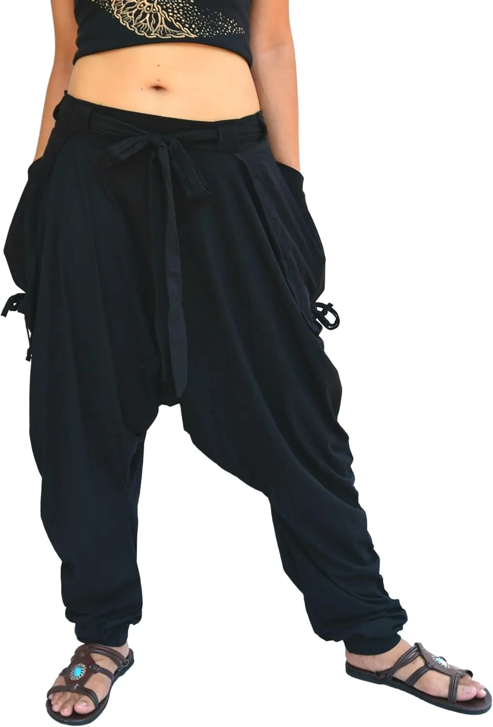 Sakoonee Women Men Baggy Harem Pants Lounge Trousers Palazzo Dhoti Style 2 Pockets Cotton
