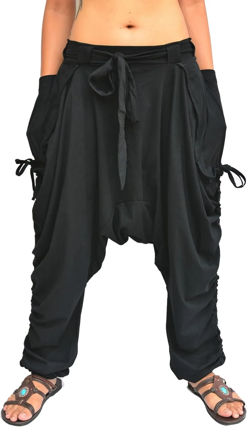 Sakoonee Women Men Baggy Harem Pants Lounge Trousers Palazzo Dhoti Style 2 Pockets Cotton