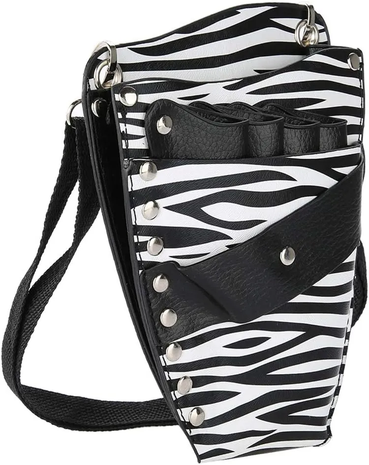 Salon Barber Hairdressing Scissors Holster Pouch, Barber Shears Holster, Hair Stylist Tools Bag with Waist Shoulder Belt PU Leather Shear Holder for Combs, Hair Clips