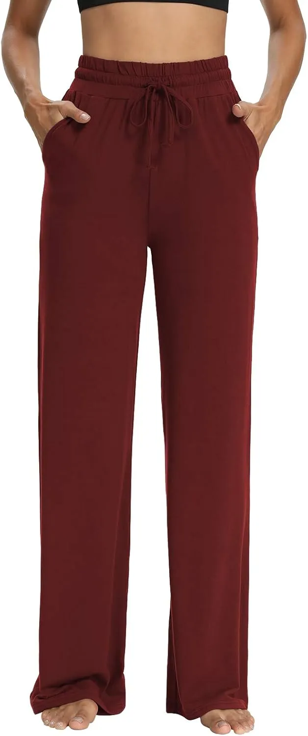 Sarin Mathews Womens Yoga Sweatpants Wide Leg High Waisted Lounge Pajamas Pants Comfy Workout Loose Pants with Pockets