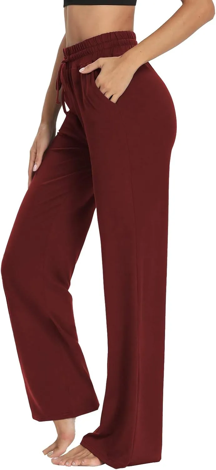 Sarin Mathews Womens Yoga Sweatpants Wide Leg High Waisted Lounge Pajamas Pants Comfy Workout Loose Pants with Pockets