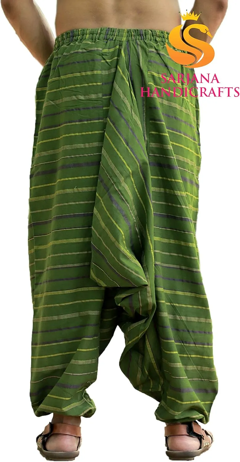 SARJANA HANDICRAFTS Men's Cotton Harem Genie Dance Yoga Alibaba Hippie Pants