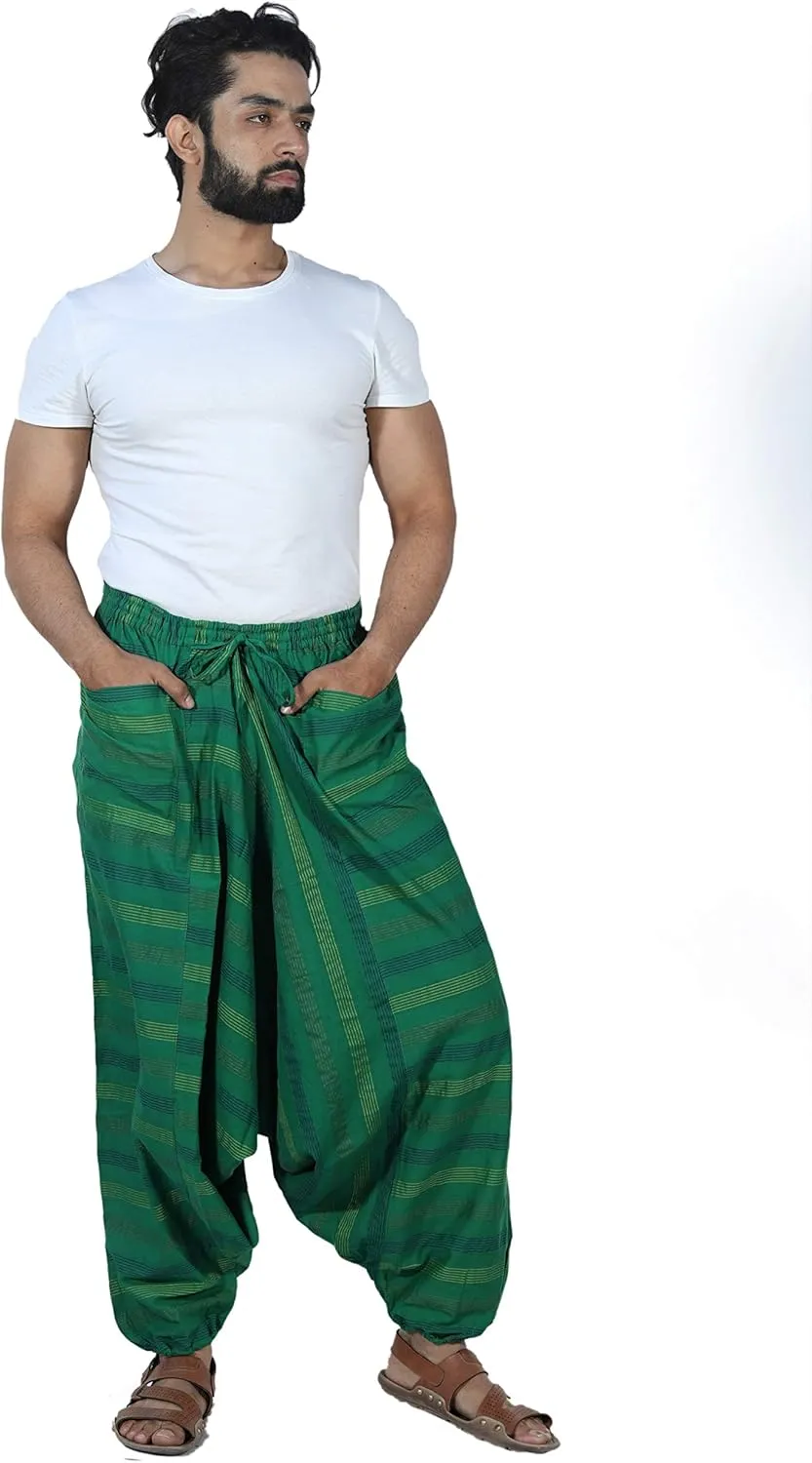 SARJANA HANDICRAFTS Men's Cotton Harem Genie Dance Yoga Alibaba Hippie Pants