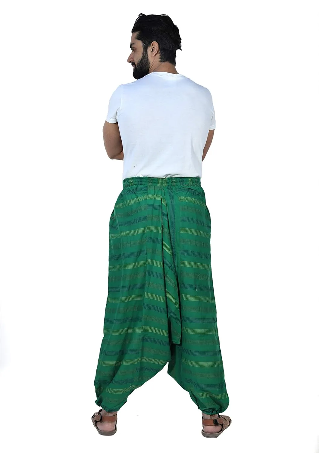 SARJANA HANDICRAFTS Men's Cotton Harem Genie Dance Yoga Alibaba Hippie Pants