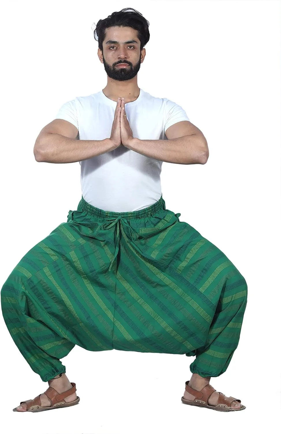SARJANA HANDICRAFTS Men's Cotton Harem Genie Dance Yoga Alibaba Hippie Pants