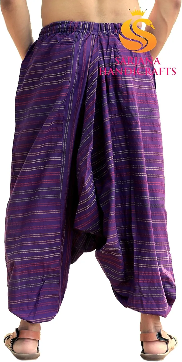 SARJANA HANDICRAFTS Men's Cotton Harem Genie Dance Yoga Alibaba Hippie Pants