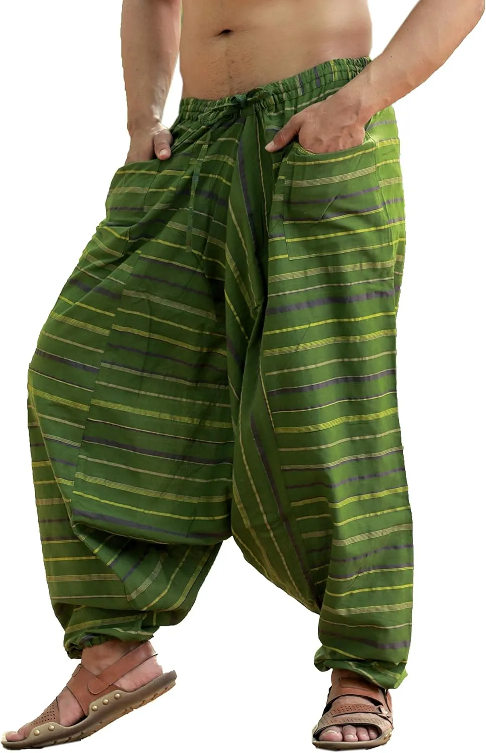 SARJANA HANDICRAFTS Men's Cotton Harem Genie Dance Yoga Alibaba Hippie Pants