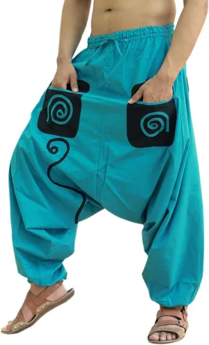 SARJANA HANDICRAFTS Men's Cotton Pockets Harem Yoga Baggy Genie Hippie Pants