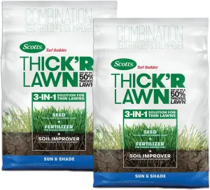 Scotts Turf Builder Thick'R Lawn Sun & Shade: Seed, Fertilizer, Soil Improver, 12 lb. 2-pack