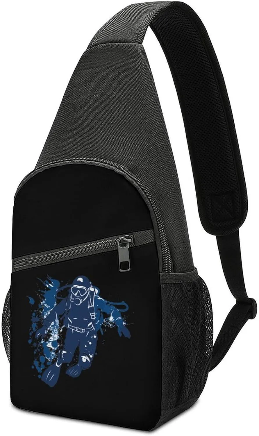 Scuba Diving Under Water Diver Sling Bag Travel Daypack Crossbody Shoulder Backpack for Hiking Cycling