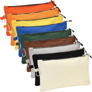 Sea Team 9-Pack Canvas Tool Bag, Heavy Duty Zipper Storage Pouch with Metal Spring Snap, Utility Organizer for Tools, Gadgets, Cosmetics, Stationery, 12.5 x 7.5 Inches, Multicolored, Style A