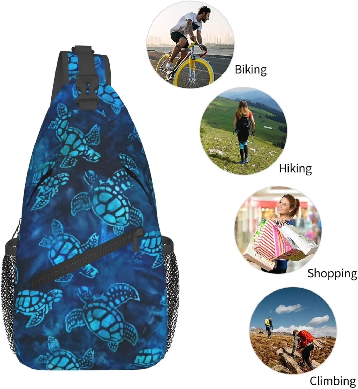 Sea Turtle Sling Bag - Women's & Men's Fashion Backpack, Crossbody, Shoulder & Chest Bag - Travel & Hiking Daypack