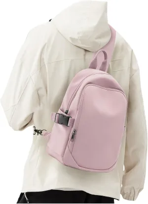 SEAFEW Mini Sling Bag for Men Women - Lightweight Crossbody Backpack, Multipurpose Shoulder Bag, Small Compact Chest Daypack for Travel Hiking Gym Sport Pink