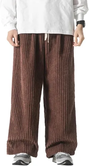 Seidarise Men's Corduroy Pants Wide wale Baggy Relaxed fit