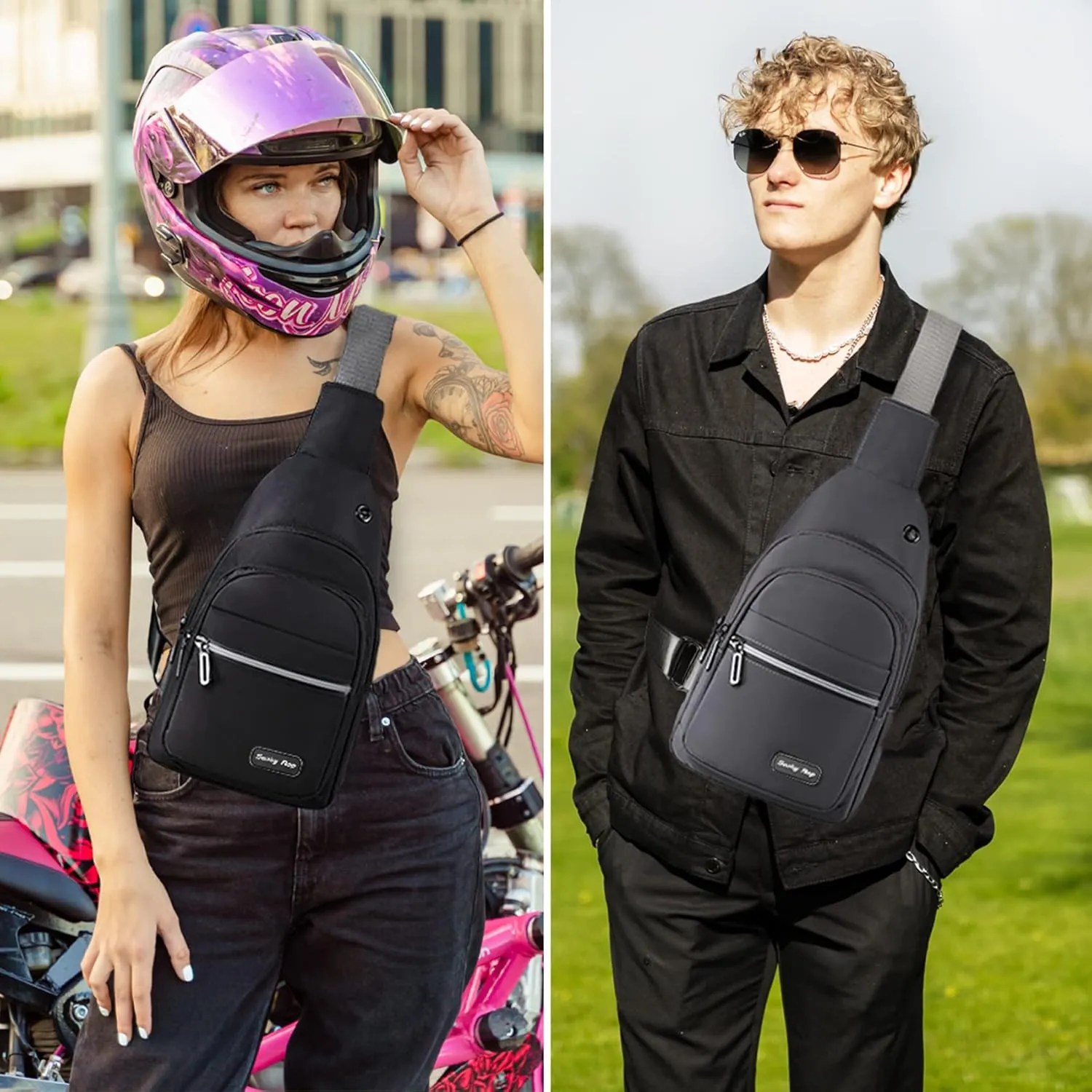 Seoky Rop Sling Bag Crossbody Backpack for Men Women Multipurpose Chest Shoulder Bag for Travel Hiking Daypack Red