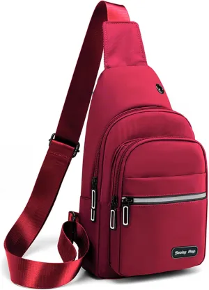 Seoky Rop Sling Bag Crossbody Backpack for Men Women Multipurpose Chest Shoulder Bag for Travel Hiking Daypack Red