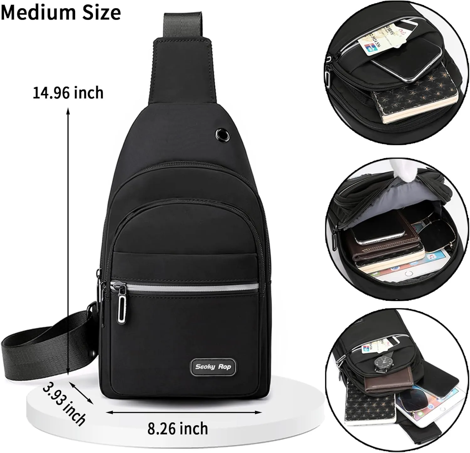 Seoky Rop Sling Bag Crossbody Backpack for Men Women Multipurpose Chest Shoulder Bag for Travel Hiking Daypack Red