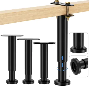 Set of 4 Adjustable Bed Legs Replacement, Adjustable Metal Bed Frame Support Legs 7.08-12.6 inch, Upgrade Under Bed Support Leg with Wider Base, Heavy Duty Center Support Legs