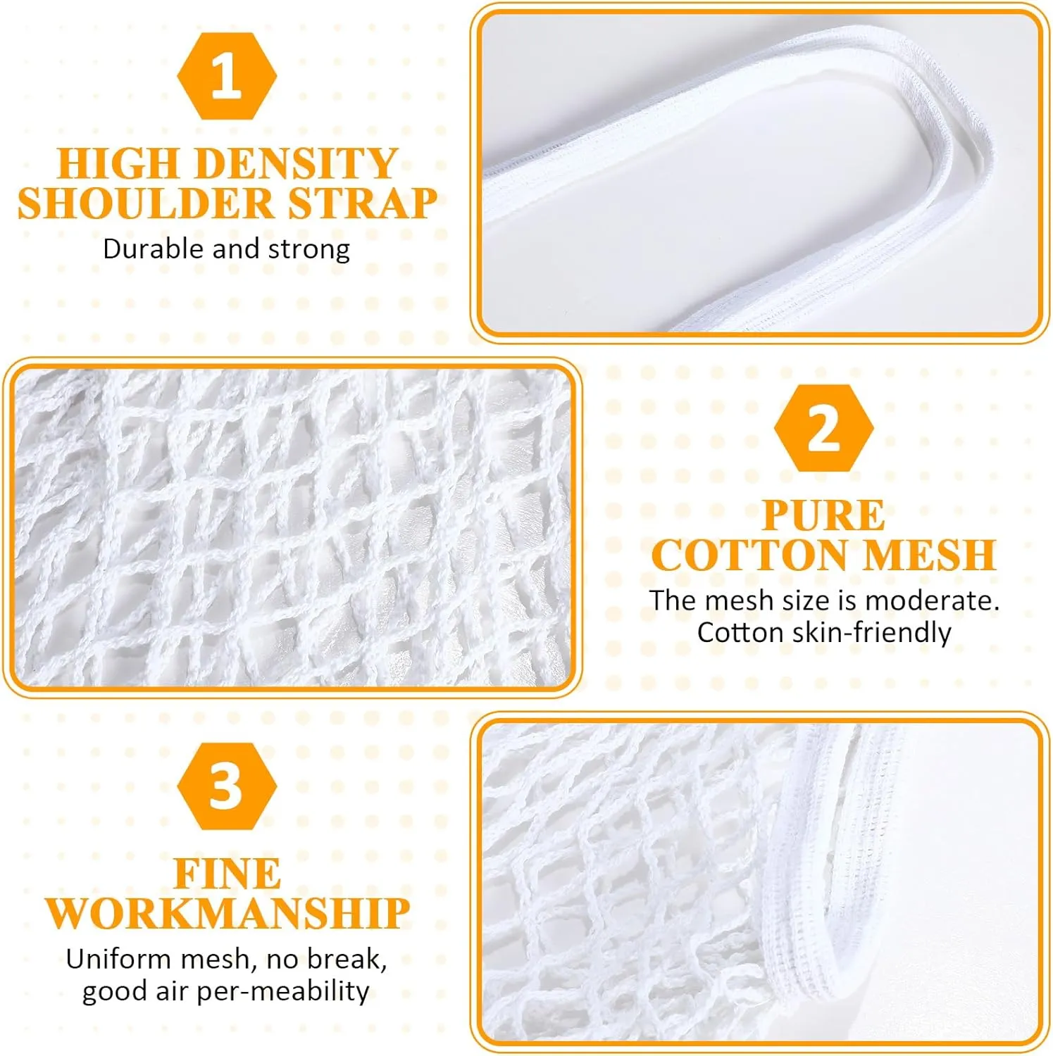 Shappy 16 Pcs Reusable Grocery Bags Mesh Produce Bags Washable Cotton Mesh Tote with Handles for Fruit Vegetable Shopping Storage Market(White)