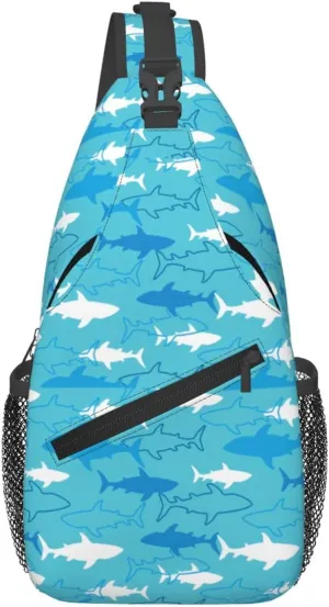 Sharks And Rays Marine Life Chest Sling Bag Crossbody Shoulder Backpack Bag Gym Cycling Travel Hiking Daypack Cross Bag