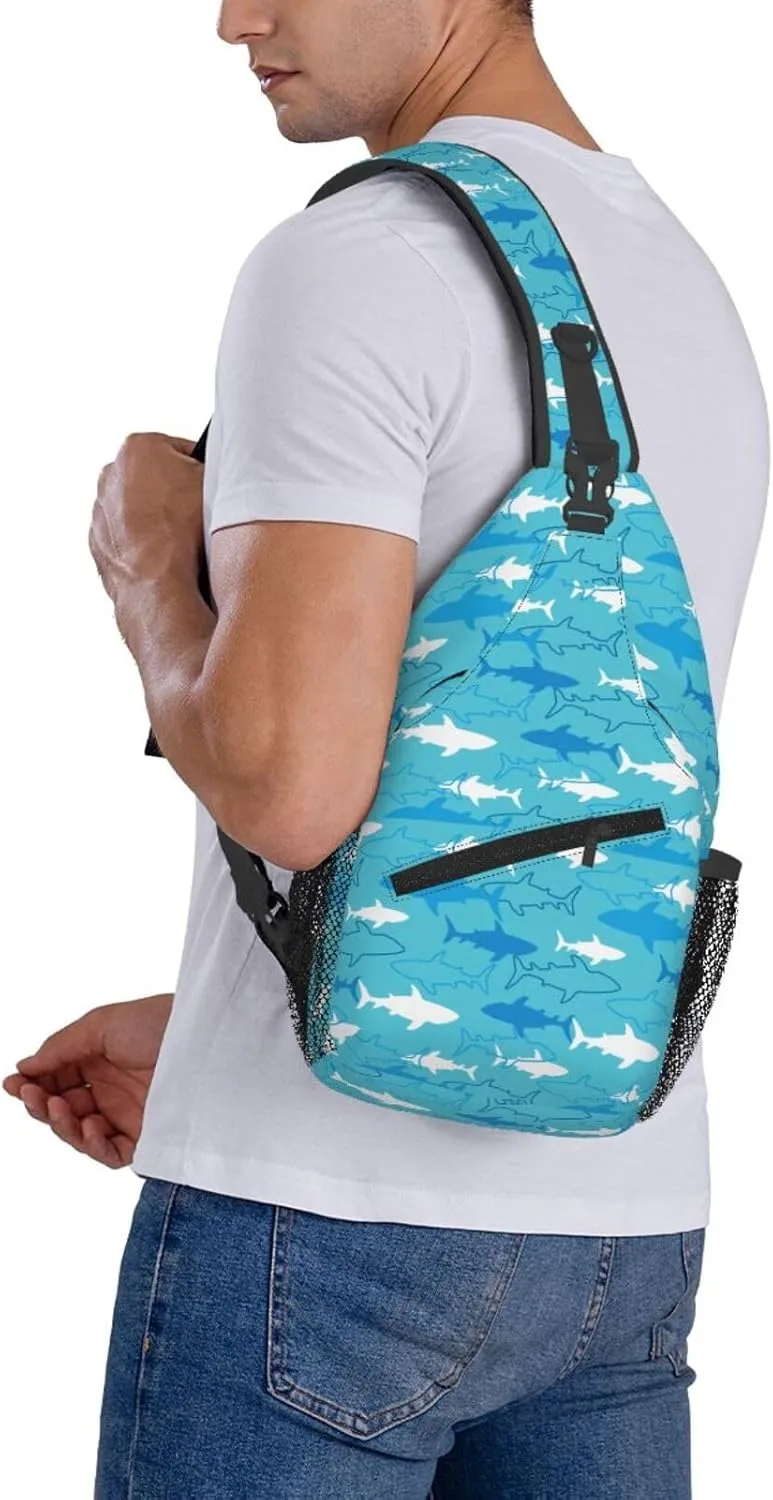 Sharks And Rays Marine Life Chest Sling Bag Crossbody Shoulder Backpack Bag Gym Cycling Travel Hiking Daypack Cross Bag
