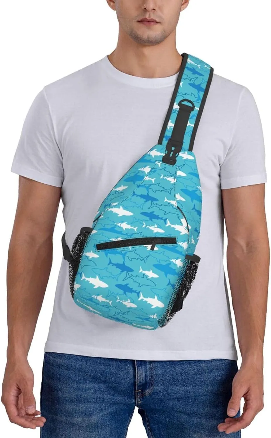 Sharks And Rays Marine Life Chest Sling Bag Crossbody Shoulder Backpack Bag Gym Cycling Travel Hiking Daypack Cross Bag