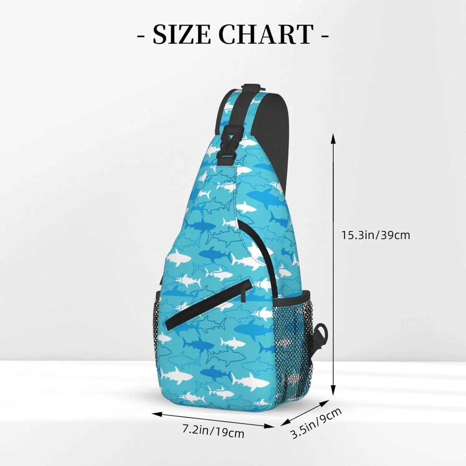 Sharks And Rays Marine Life Chest Sling Bag Crossbody Shoulder Backpack Bag Gym Cycling Travel Hiking Daypack Cross Bag