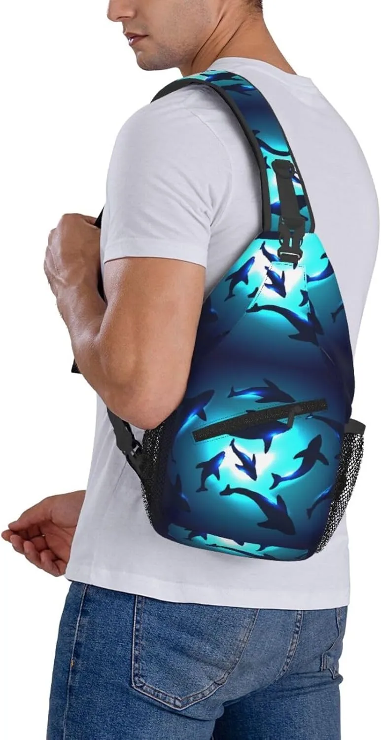 Sharks Gather Together In Transparent Underwater Chest Sling Bag Crossbody Shoulder Backpack Bag Gym Cycling Travel Hiking Daypack Cross Bag