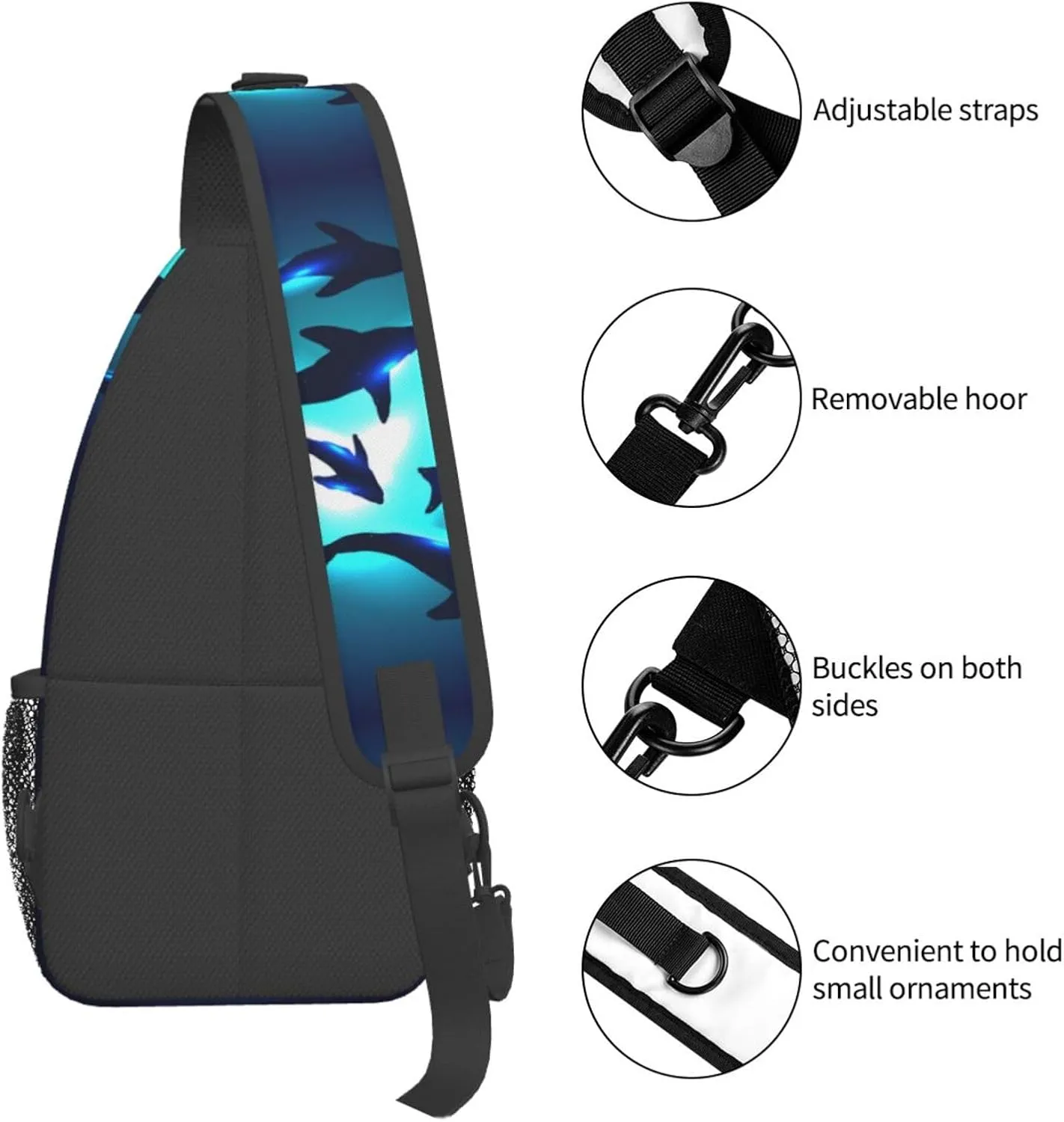 Sharks Gather Together In Transparent Underwater Chest Sling Bag Crossbody Shoulder Backpack Bag Gym Cycling Travel Hiking Daypack Cross Bag