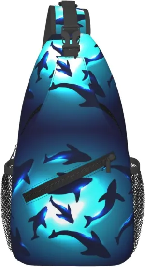 Sharks Gather Together In Transparent Underwater Chest Sling Bag Crossbody Shoulder Backpack Bag Gym Cycling Travel Hiking Daypack Cross Bag