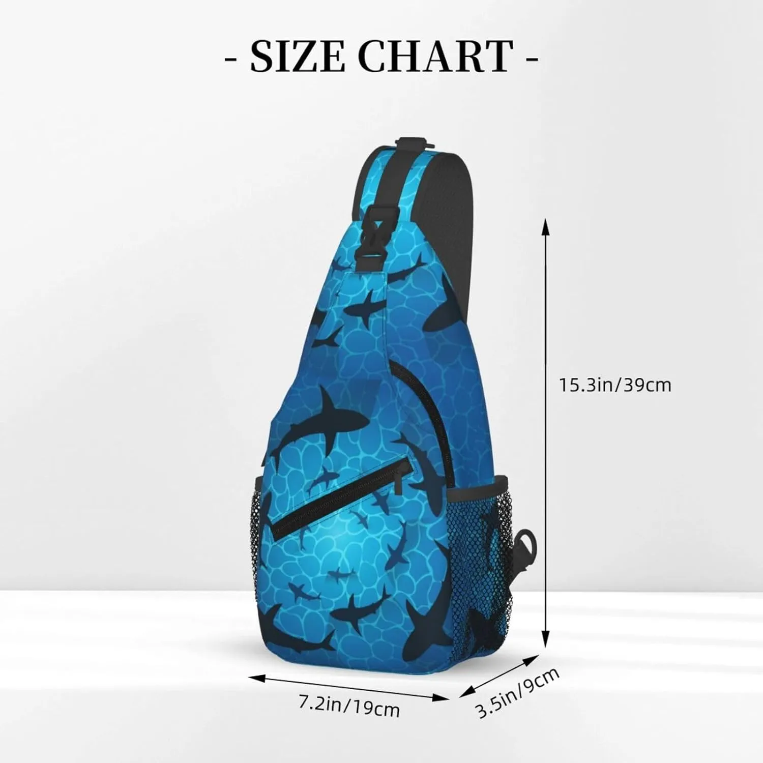 Sharks In Ocean Isolated Sharks Circling Around Chest Sling Bag Crossbody Shoulder Backpack Bag Gym Cycling Travel Hiking Daypack Cross Bag