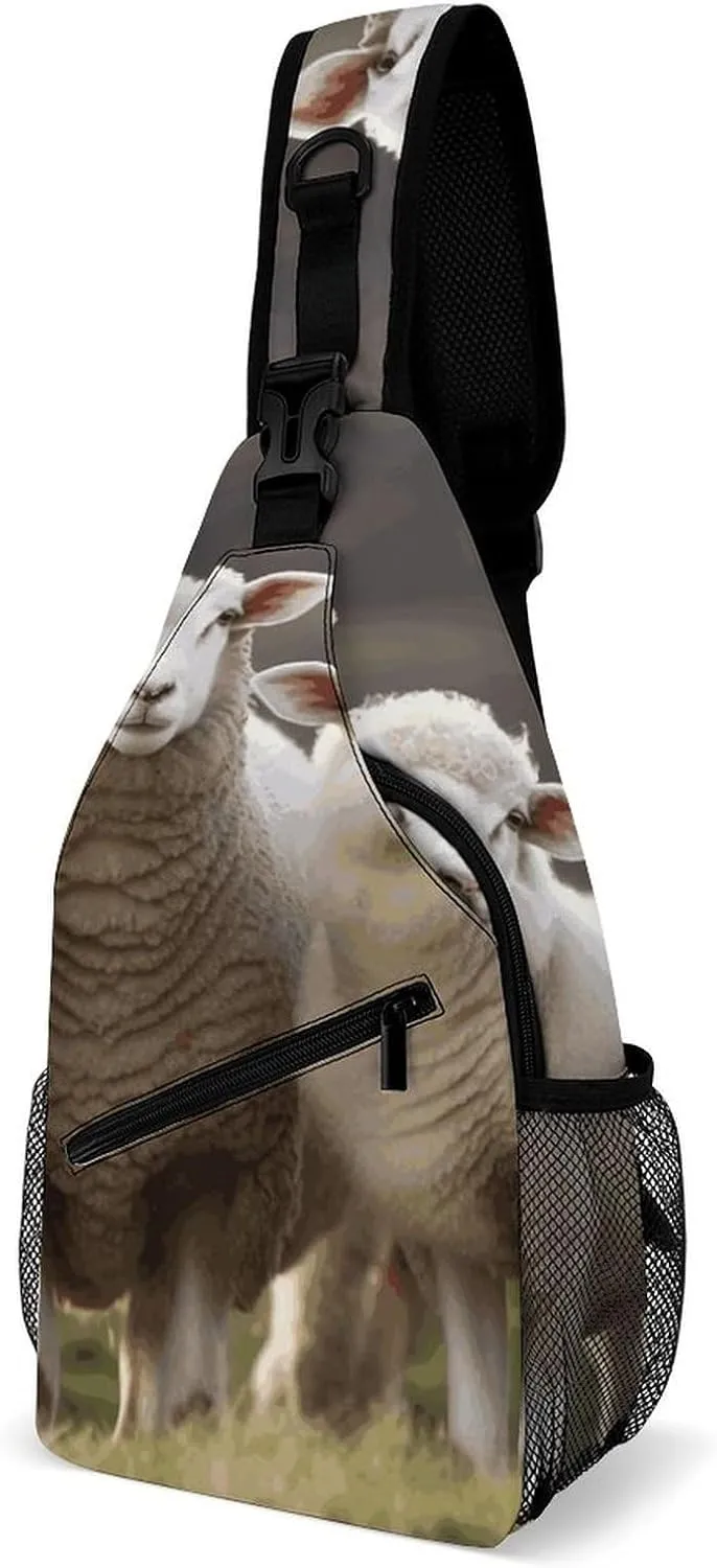 Sheep And Lambs Sling Bag for Men Women Travel Crossbody Bags Large Hiking Sling Backpack Chest Bag Man Purse
