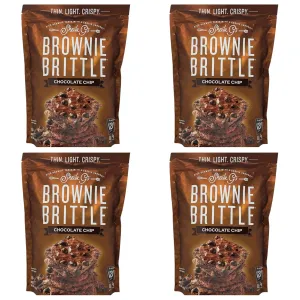 Sheila Gs Brownie Brittle Chocolate Chip - Box of 4 Bags - 16 oz Per Bag - 64 oz Total - Thin, Light, and Crispy Chocolate Chip Brownie Brittle