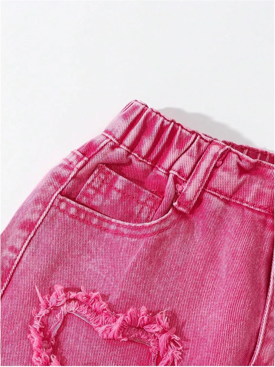 SHENHE Girl's Y2K Heart Applique Elastic High Waist Jeans Wide Leg Loose Denim Pants